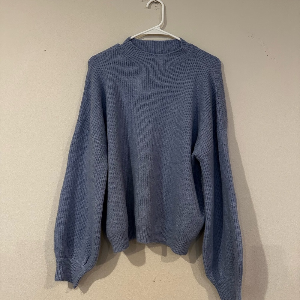 PINQUE brand pale blue colored soft long sleeve cozy sweater, size extra large.